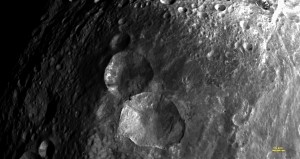 Close-up View of 'Snowman' Craters, Vesta.
