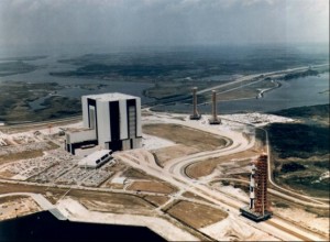 The First Saturn V Rollout, From the VAB, 25 May 1966. Photo credit: NASA