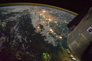 Night view of India-Pakistan borderlands (NASA, International Space Station, 08/21/11). Photo credit: NASA