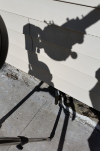 Here, the optical tube is casting a nice, circular shadow. This tells me that my scope is lined up well with the Sun.